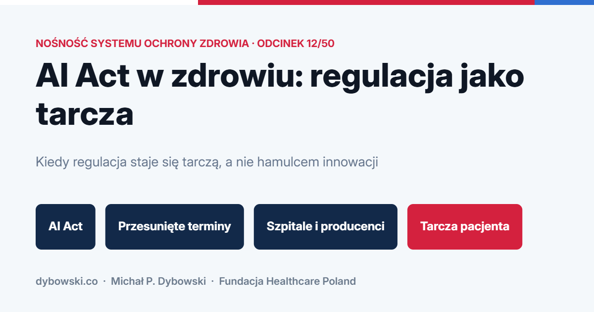 AI Act w zdrowiu: kiedy regulacja staje się tarczą, a nie hamulcem