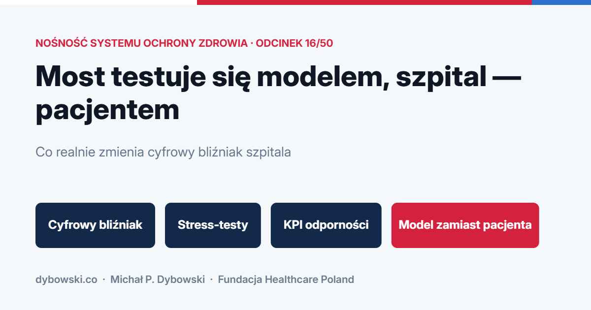 Most testuje się modelem, szpital — pacjentem