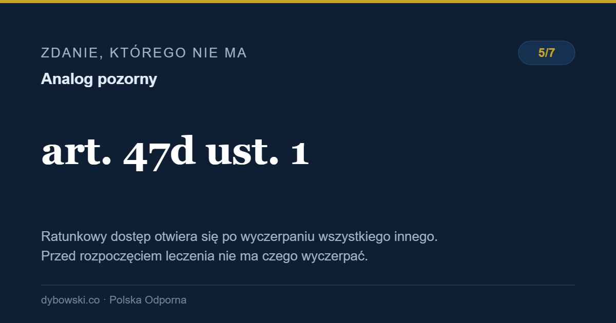 Ratunkowy dostęp do technologii lekowych z art. 47d ustawy o świadczeniach jako pozorny analog wczesnego dostępu